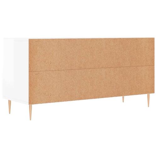 Tv-bord 102x36x50 cm konstrueret træ hvid højglans