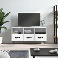 Tv-bord 102x36x50 cm konstrueret træ hvid højglans