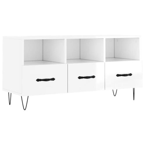 Tv-bord 102x36x50 cm konstrueret træ hvid højglans