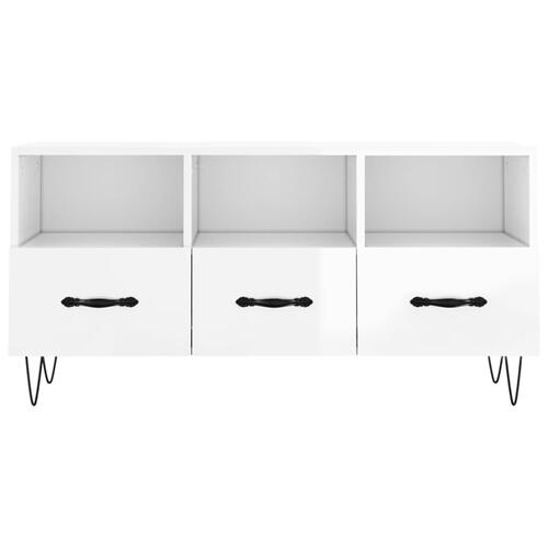 Tv-bord 102x36x50 cm konstrueret træ hvid højglans