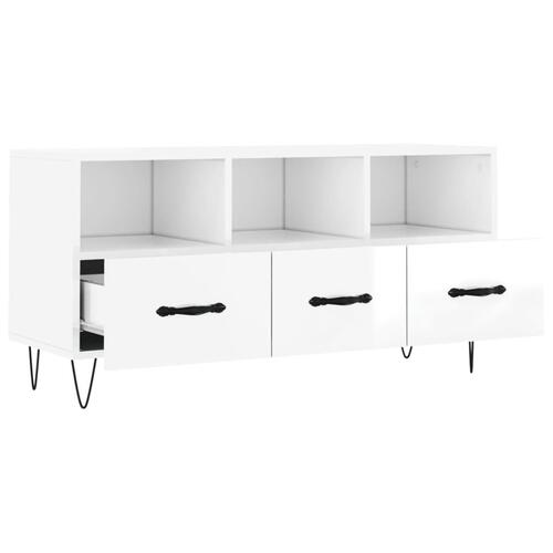 Tv-bord 102x36x50 cm konstrueret træ hvid højglans