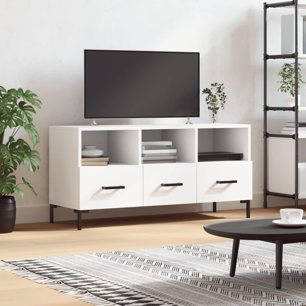 Tv-bord 102x36x50 cm konstrueret træ hvid