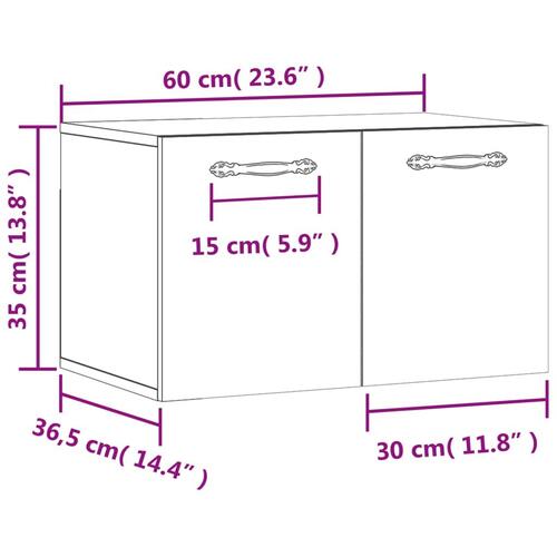 Vægskab 60x36,5x35 cm konstrueret træ hvid