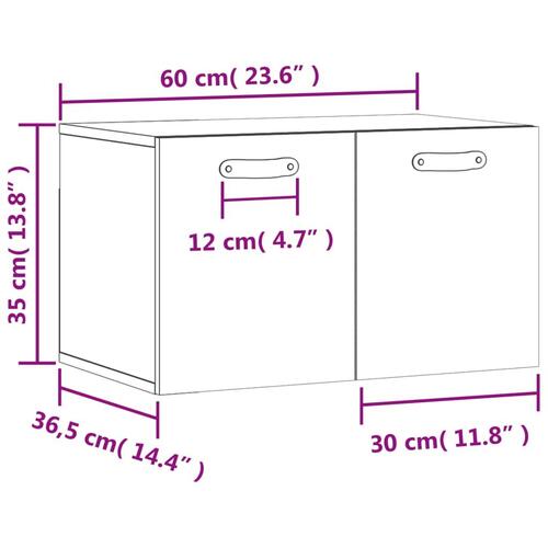 Vægskab 60x36,5x35 cm konstrueret træ hvid