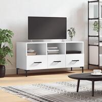 Tv-bord 102x36x50 cm konstrueret træ hvid højglans