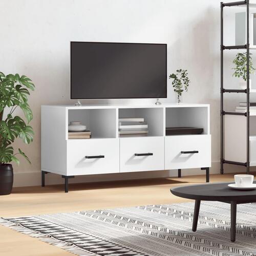 Tv-bord 102x36x50 cm konstrueret træ hvid højglans