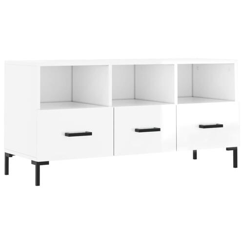 Tv-bord 102x36x50 cm konstrueret træ hvid højglans