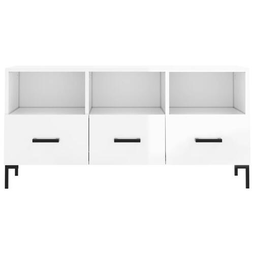 Tv-bord 102x36x50 cm konstrueret træ hvid højglans