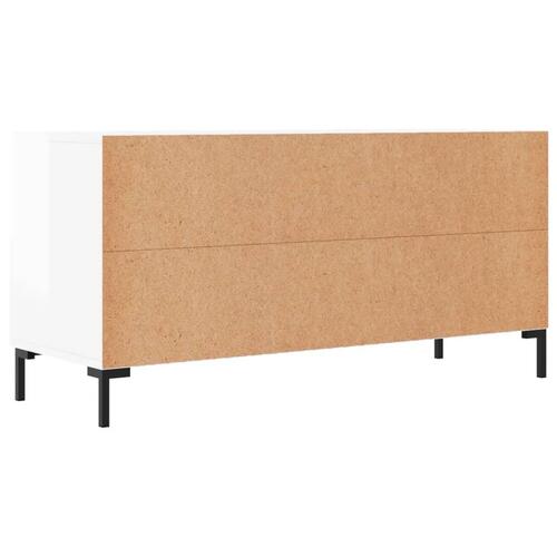 Tv-bord 102x36x50 cm konstrueret træ hvid højglans