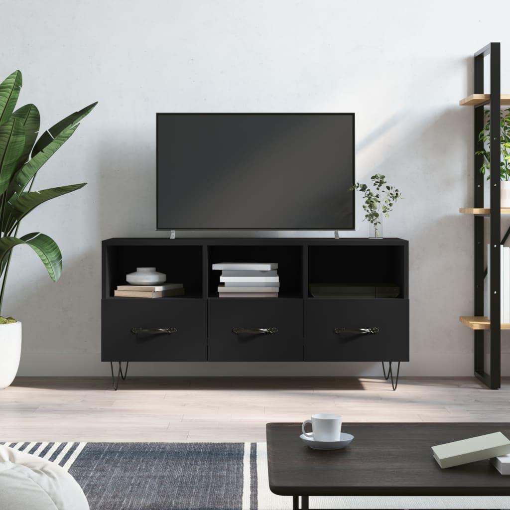 Tv-bord 102x36x50 cm konstrueret træ sort