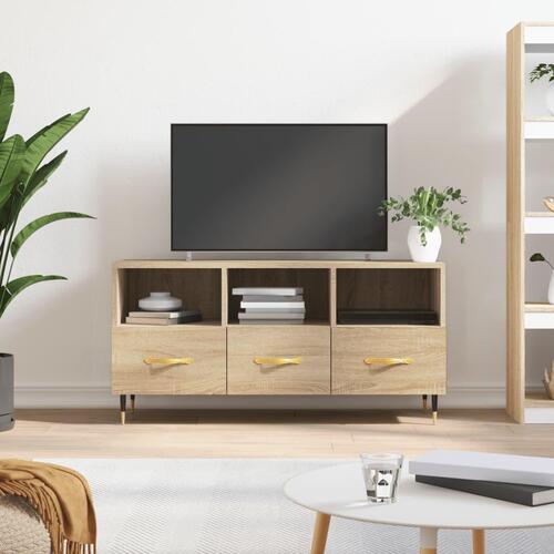 Tv-bord 102x36x50 cm konstrueret træ sonoma-eg