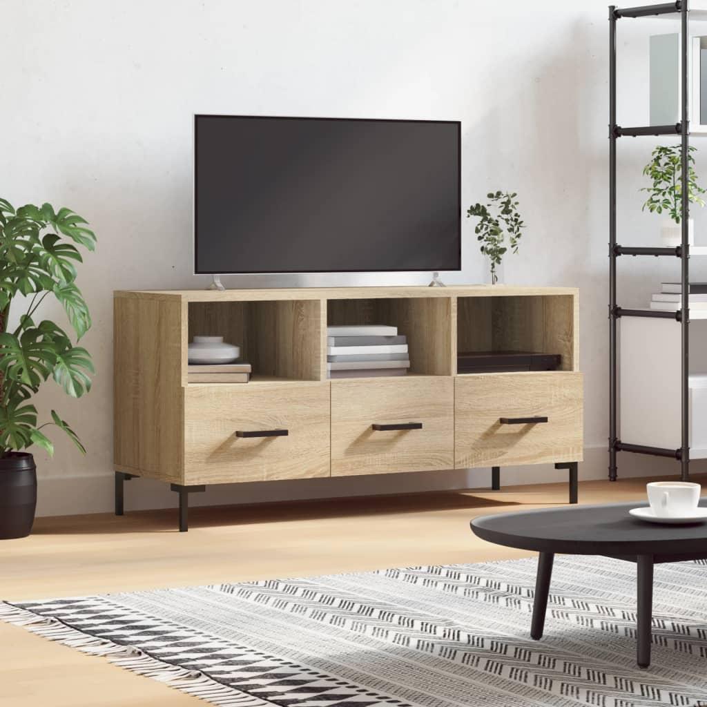 Tv-bord 102x36x50 cm konstrueret træ sonoma-eg
