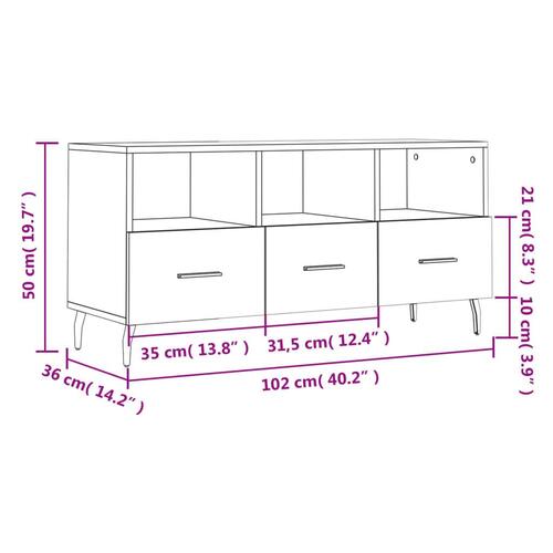 Tv-bord 102x36x50 cm konstrueret træ sonoma-eg
