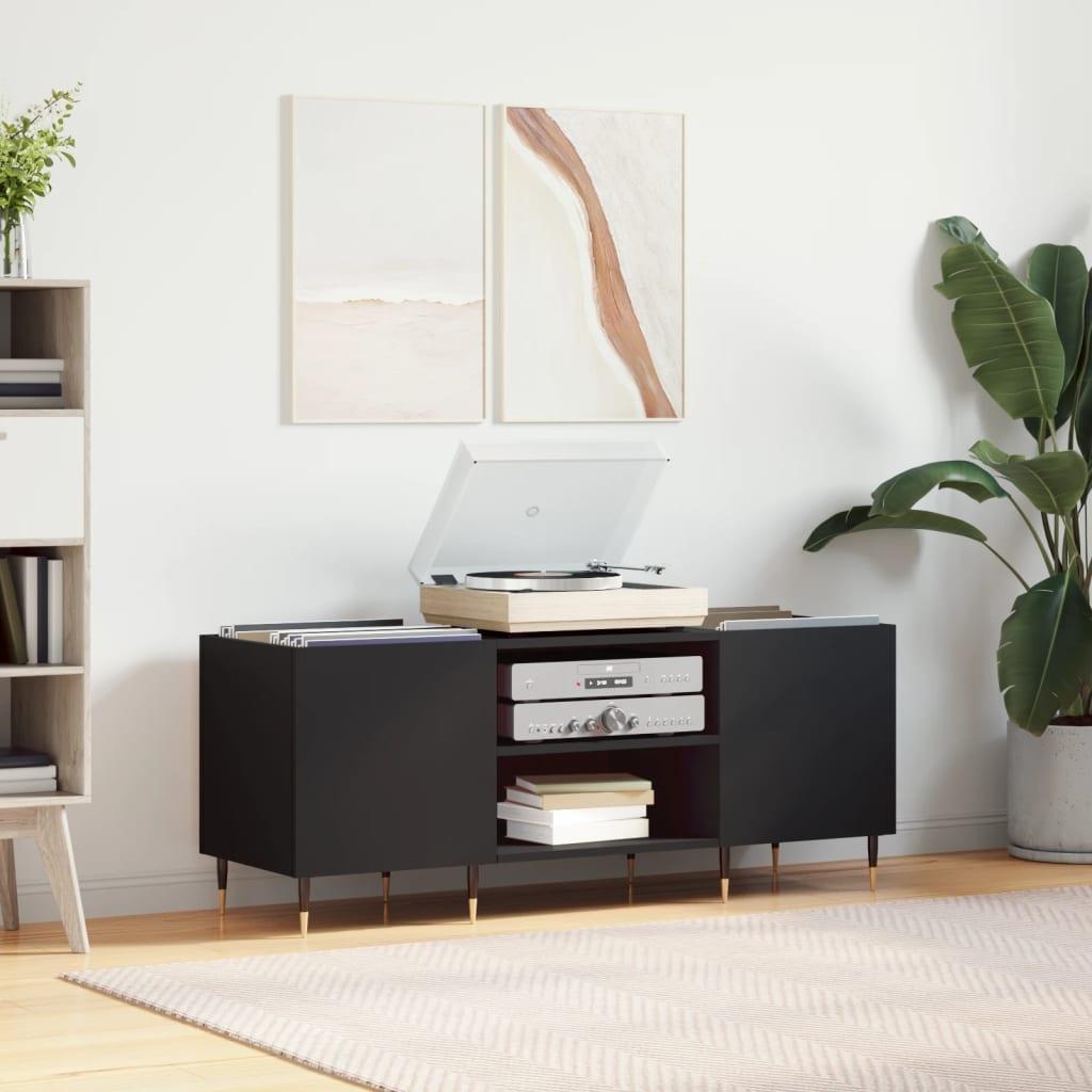 Vinylskab 121x38x48 cm konstrueret træ sort