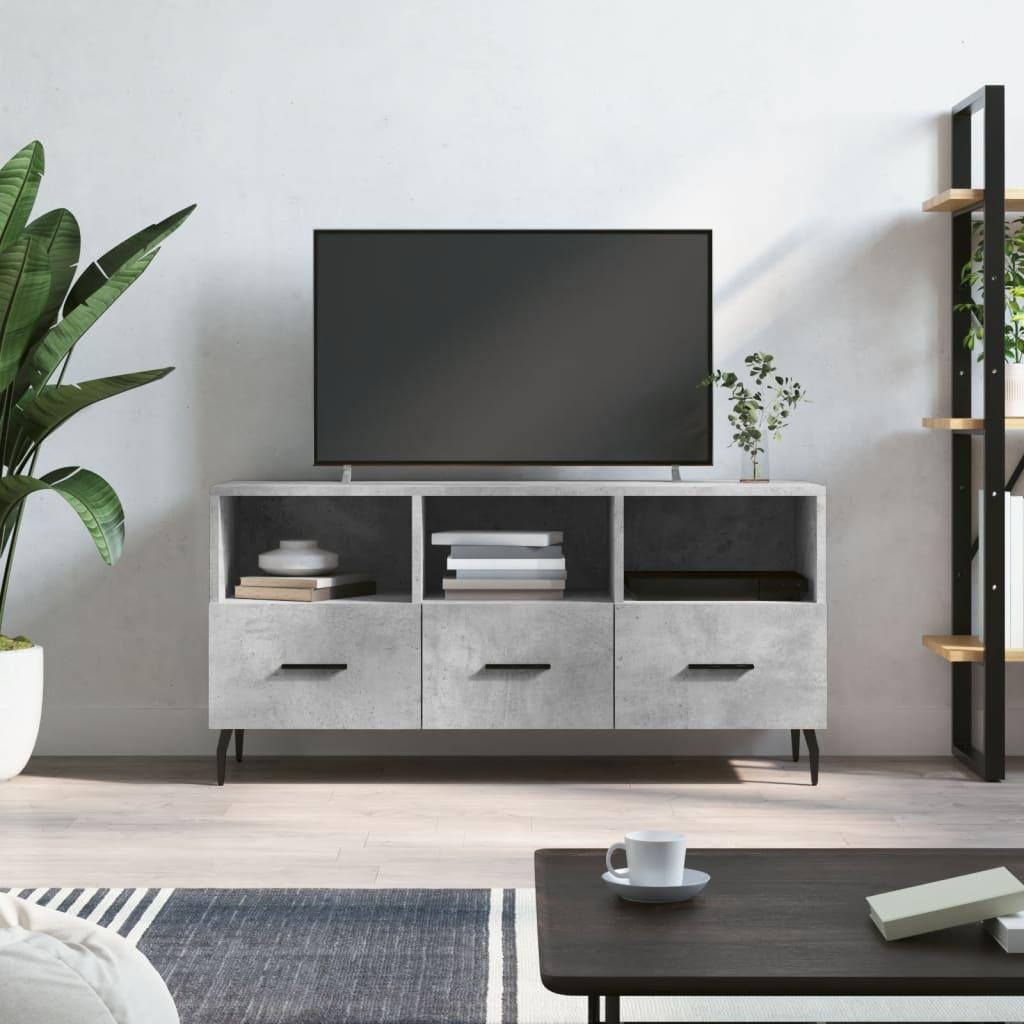 Tv-bord 102x36x50 cm konstrueret træ betongrå