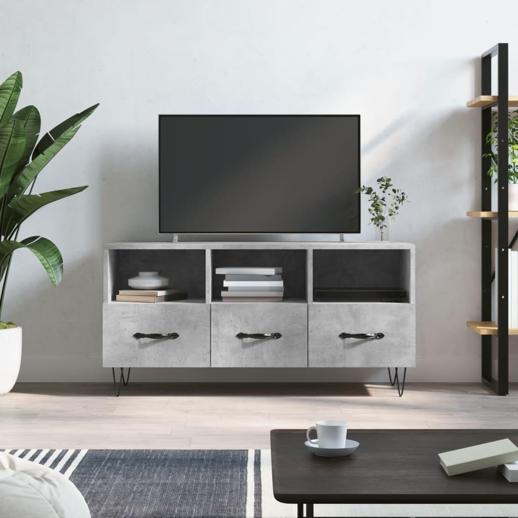 Tv-bord 102x36x50 cm konstrueret træ betongrå