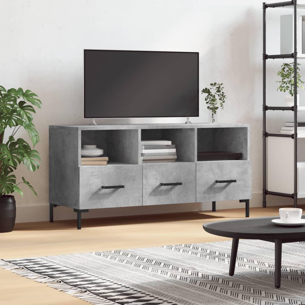 Tv-bord 102x36x50 cm konstrueret træ betongrå