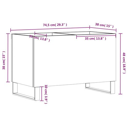 Vinylskab 74,5x38x48 cm konstrueret træ røget egetræsfarve
