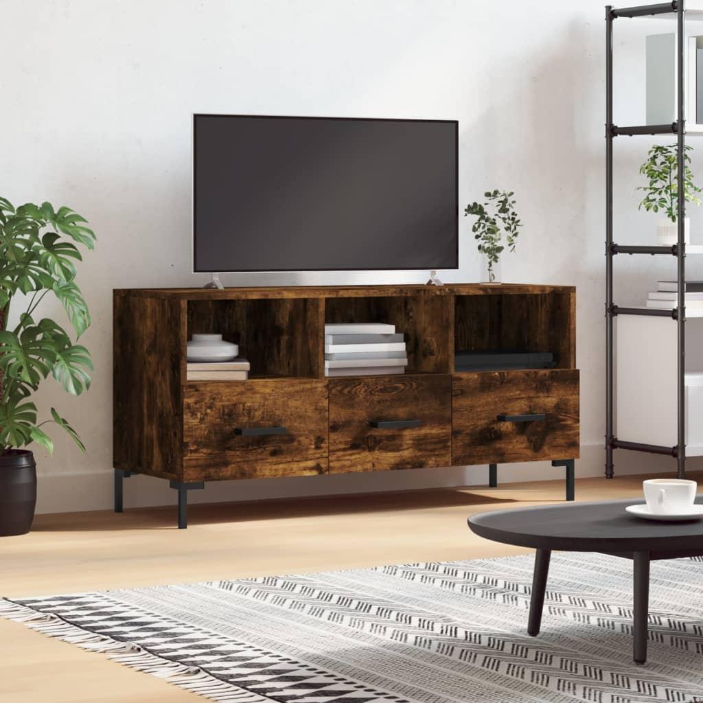 Tv-bord 102x36x50 cm konstrueret træ røget egetræsfarve