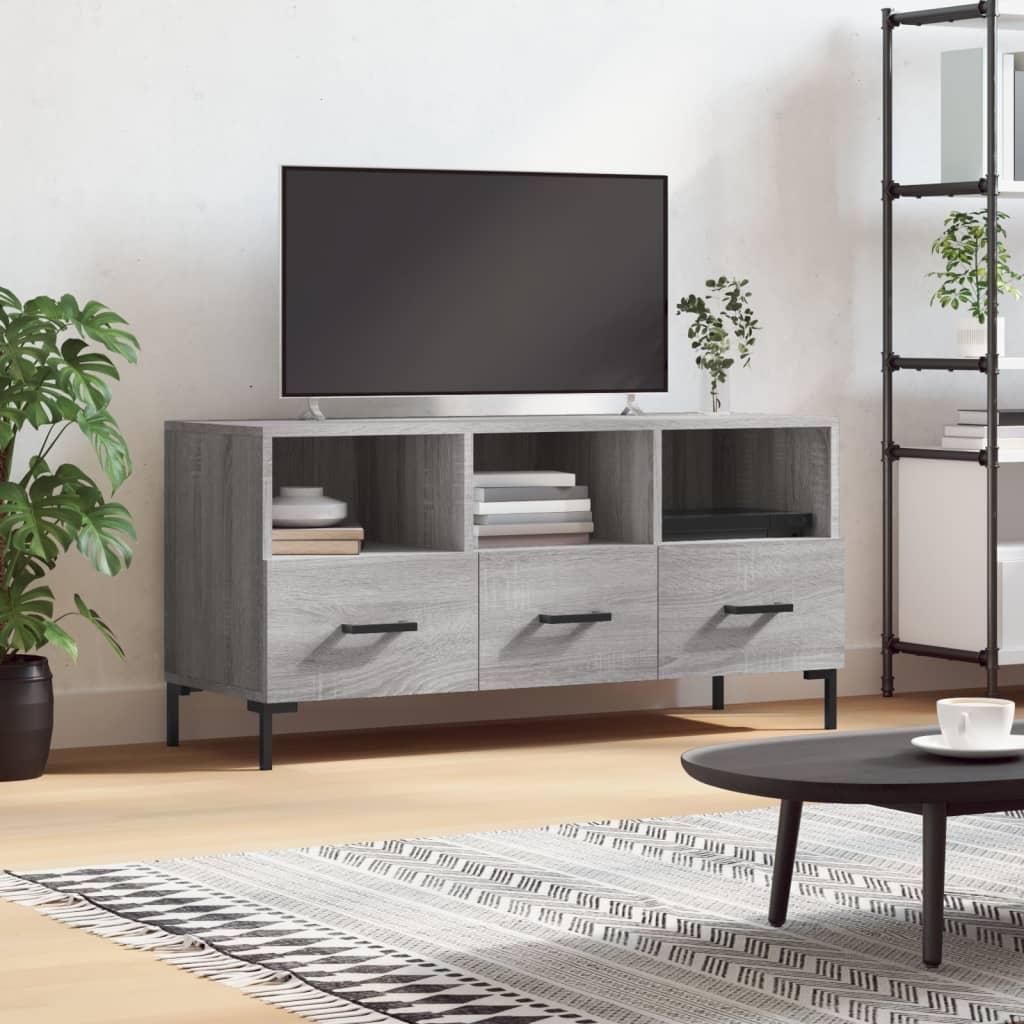 Tv-bord 102x36x50 cm konstrueret træ grå sonoma-eg