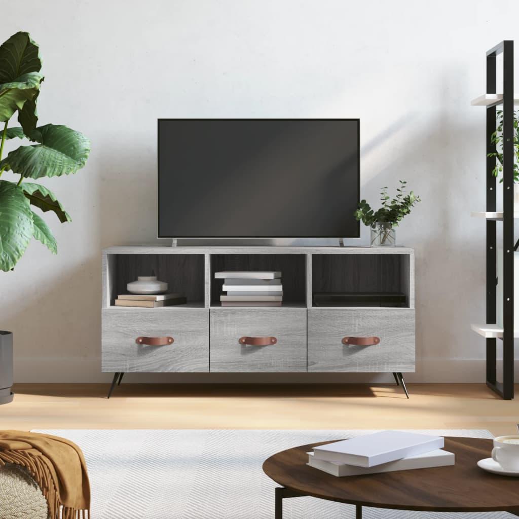 Tv-bord 102x36x50 cm konstrueret træ grå sonoma-eg