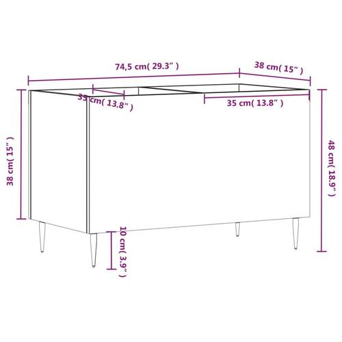 Vinylskab 74,5x38x48 cm konstrueret træ grå sonoma-eg