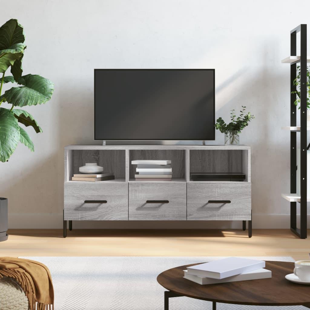 Tv-bord 102x36x50 cm konstrueret træ grå sonoma-eg