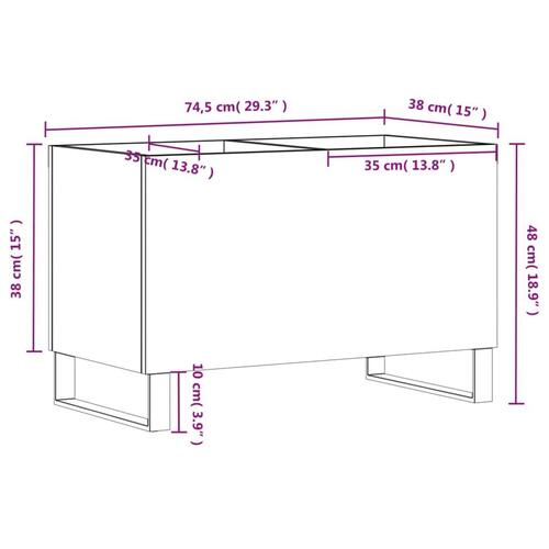 Vinylskab 74,5x38x48 cm konstrueret træ hvid