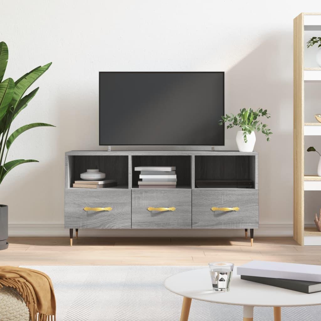 Tv-bord 102x36x50 cm konstrueret træ grå sonoma-eg
