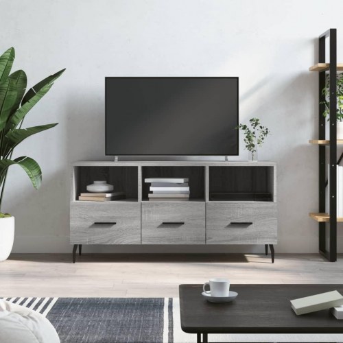 Tv-bord 102x36x50 cm konstrueret træ grå sonoma-eg