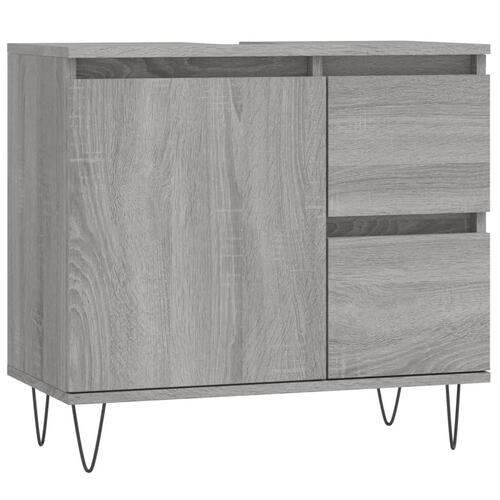 Badeværelsesskab 65x33x60 cm konstrueret træ grå sonoma-eg