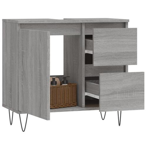 Badeværelsesskab 65x33x60 cm konstrueret træ grå sonoma-eg