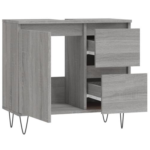 Badeværelsesskab 65x33x60 cm konstrueret træ grå sonoma-eg