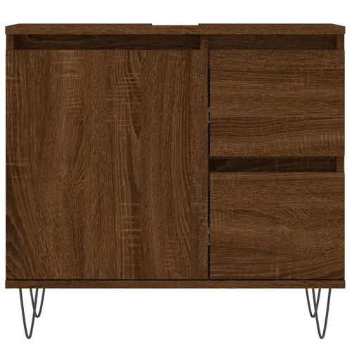 Badeværelsesskab 65x33x60 cm konstrueret træ brun egetræsfarve