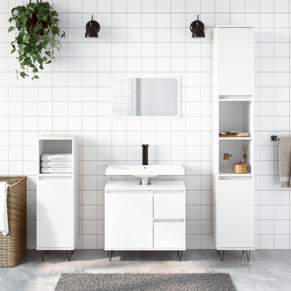 Badeværelsesskab 65x33x60 cm konstrueret træ hvid højglans