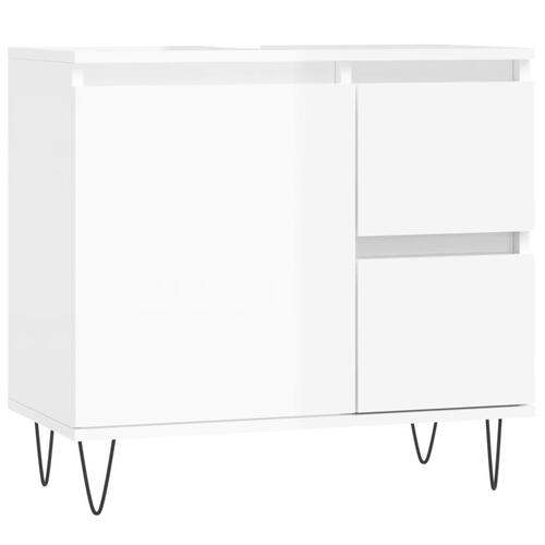 Badeværelsesskab 65x33x60 cm konstrueret træ hvid højglans