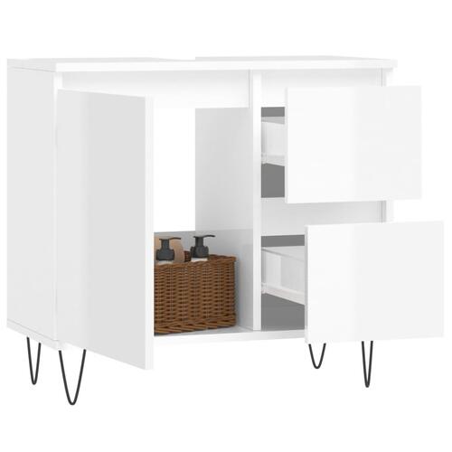 Badeværelsesskab 65x33x60 cm konstrueret træ hvid højglans