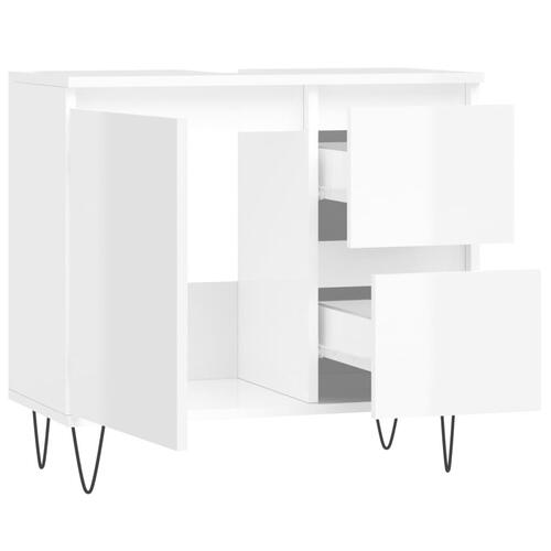 Badeværelsesskab 65x33x60 cm konstrueret træ hvid højglans