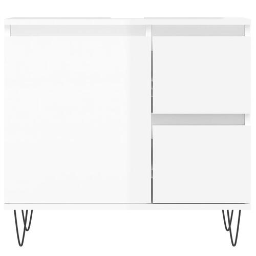 Badeværelsesskab 65x33x60 cm konstrueret træ hvid højglans