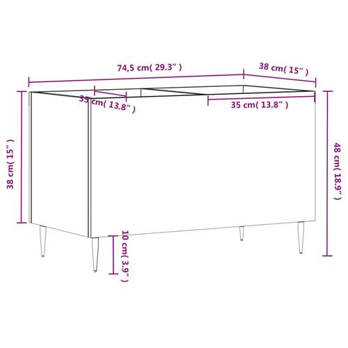 Vinylskab 74,5x38x48 cm konstrueret træ hvid højglans