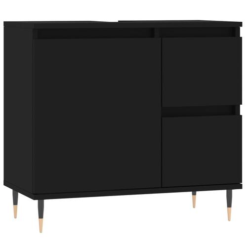 Badeværelsesskab 65x33x60 cm konstrueret træ sort