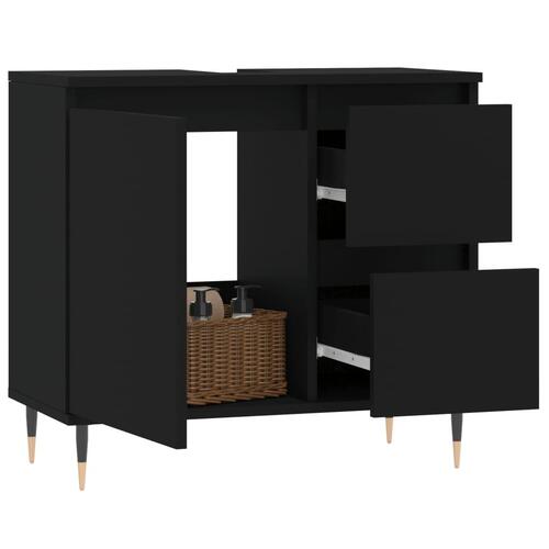 Badeværelsesskab 65x33x60 cm konstrueret træ sort