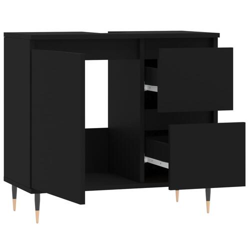 Badeværelsesskab 65x33x60 cm konstrueret træ sort
