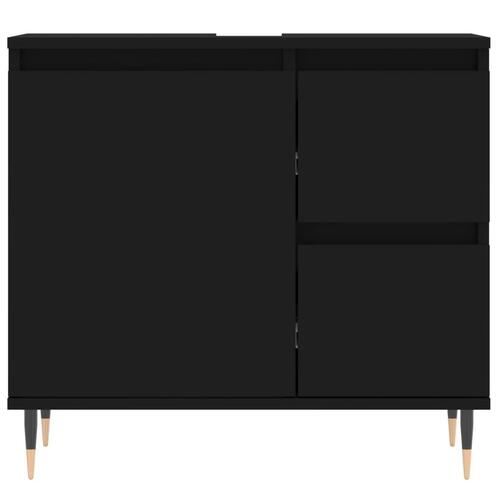 Badeværelsesskab 65x33x60 cm konstrueret træ sort
