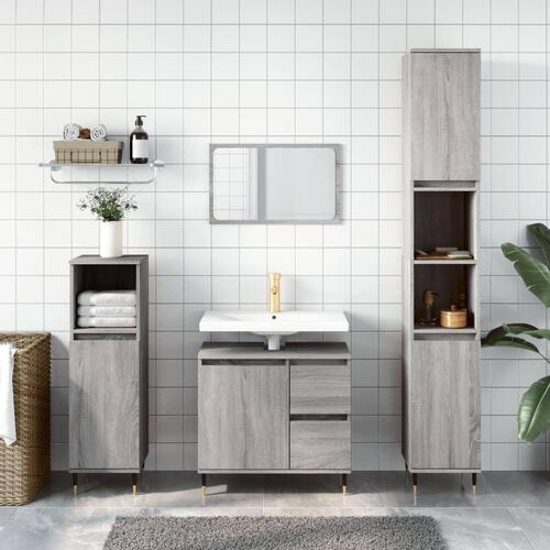 Badeværelsesskab 65x33x60 cm konstrueret træ grå sonoma-eg