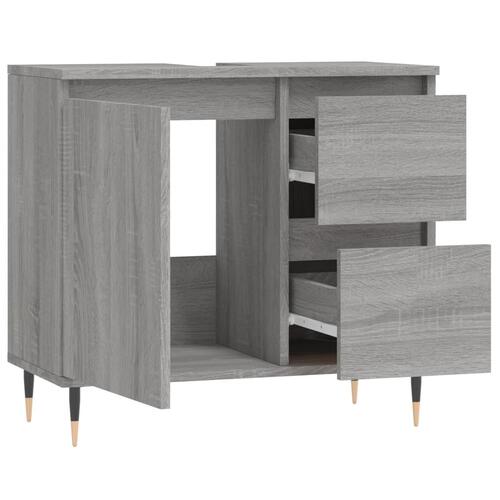 Badeværelsesskab 65x33x60 cm konstrueret træ grå sonoma-eg
