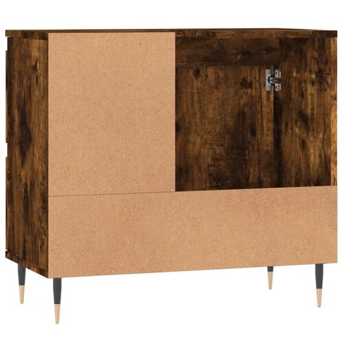 Badeværelsesskab 65x33x60 cm konstrueret træ røget egetræ
