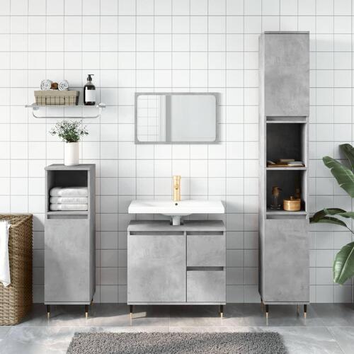 Badeværelsesskab 65x33x60 cm konstrueret træ betongrå