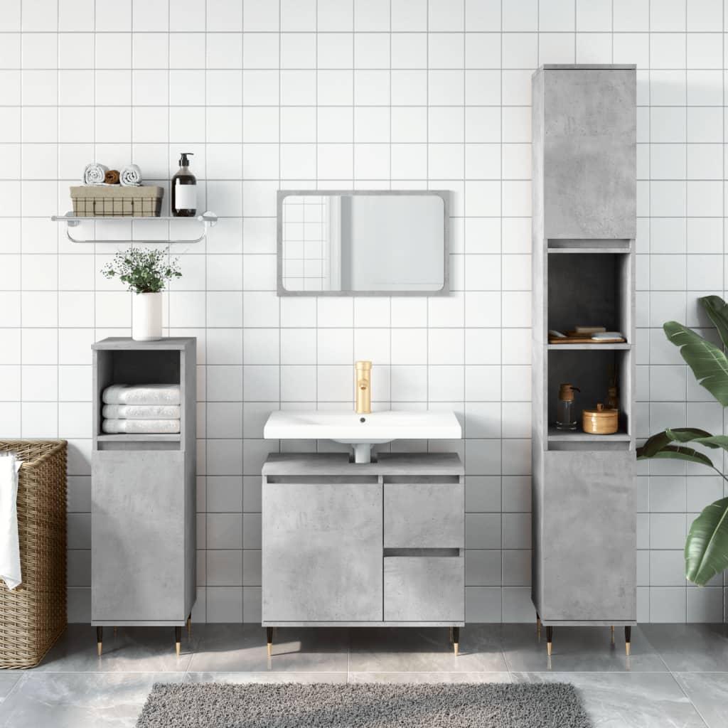 Badeværelsesskab 65x33x60 cm konstrueret træ betongrå