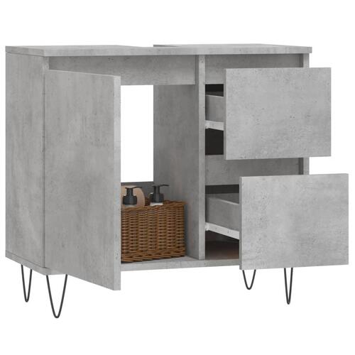 Badeværelsesskab 65x33x60 cm konstrueret træ betongrå